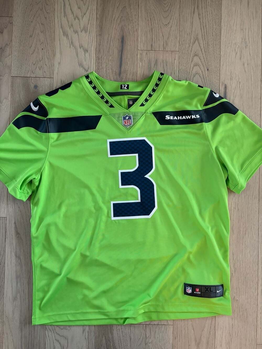 Nike Seattle Seahawks Russell Wilson #3 Volt Green On-Field Limited Jersey